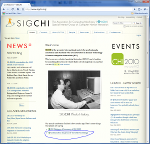 “Scientometric Analysis Of The CHI Proceedings” on SIGCHI homepage