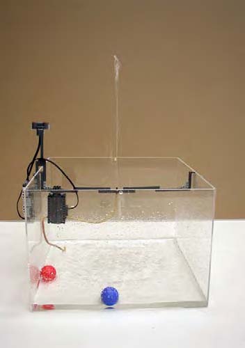 The water pump creating a fountain in the demo application.